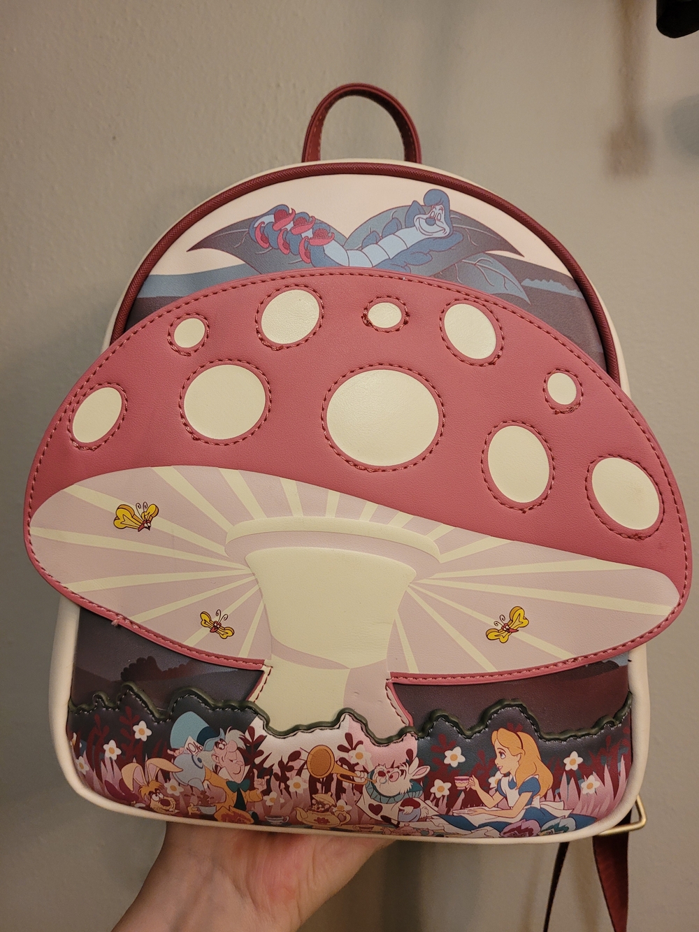 Whimsical Mushroom Alice in Wonderland Mini Backpack Loungefly RARE HTF